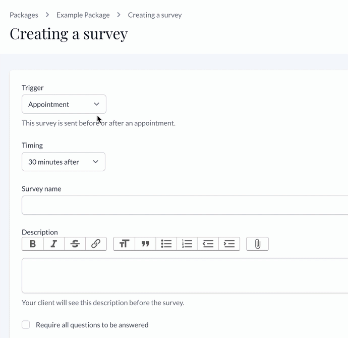 Creating a survey