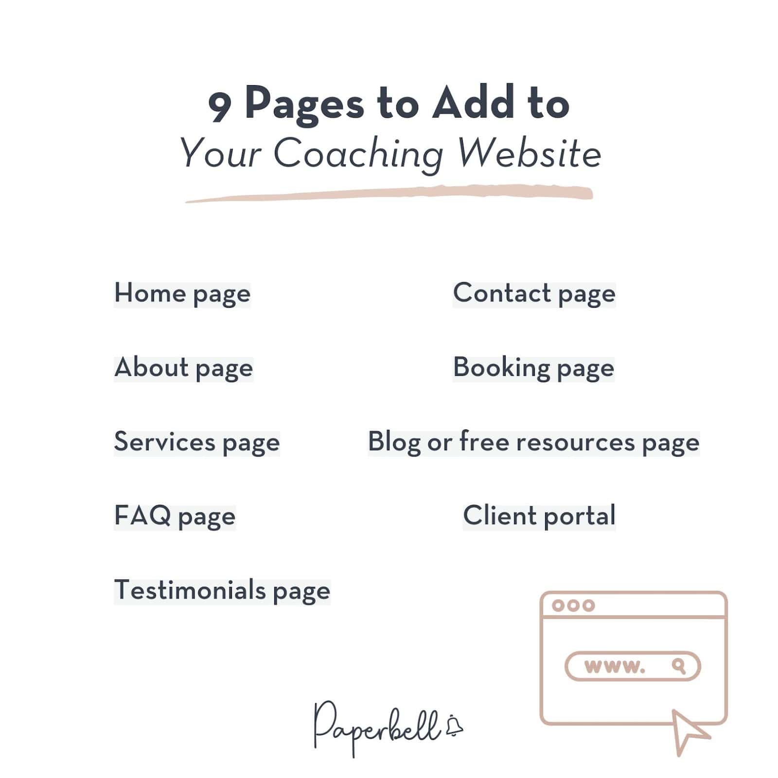 9 pages to add to your coaching website