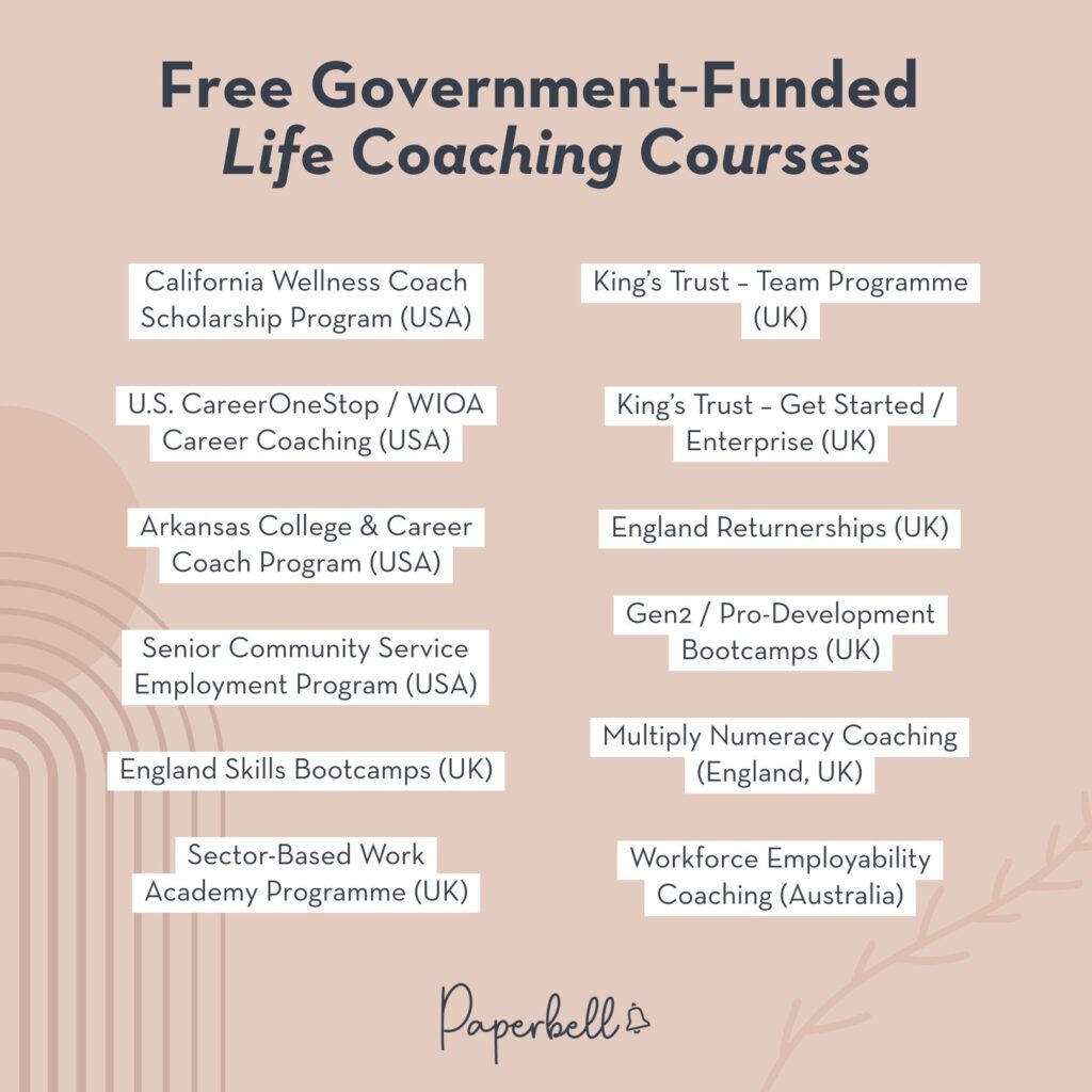 free government funded life coaching courses infographic