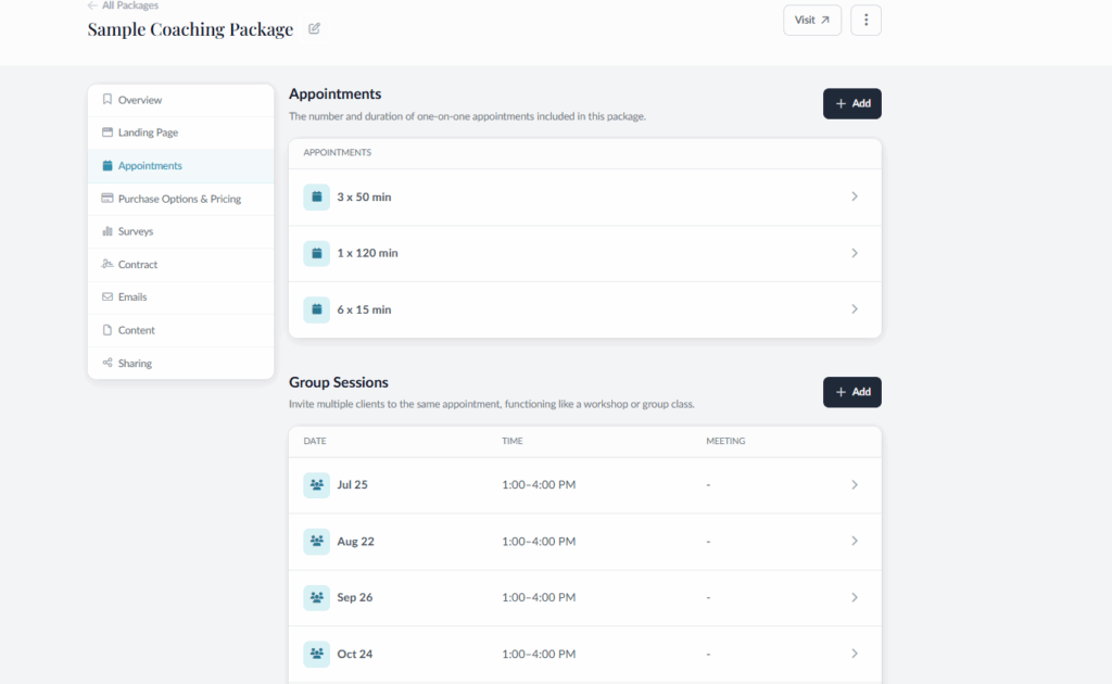 honeybook alternative sample package