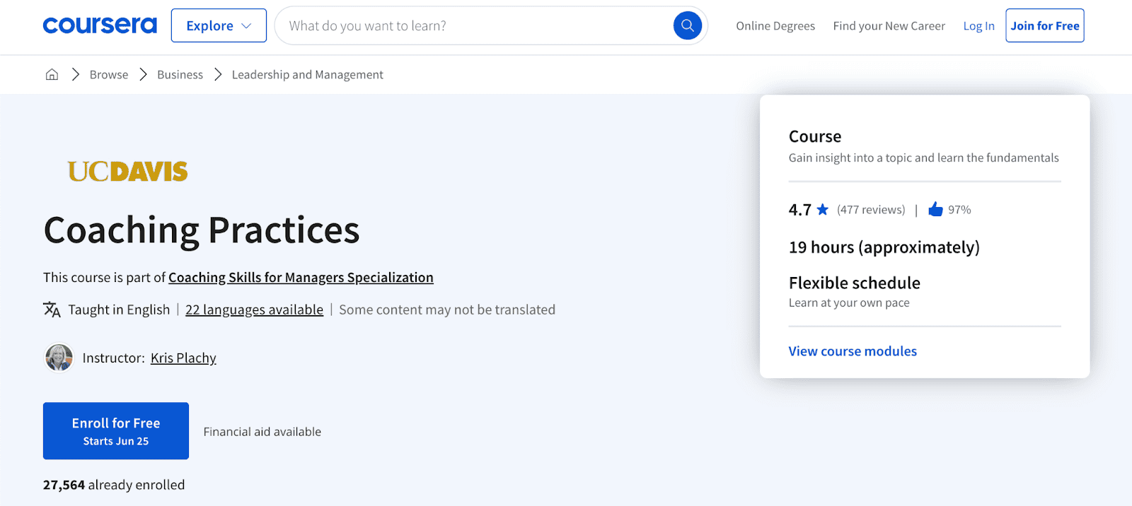 Coaching Skills by UC Davis on Coursera