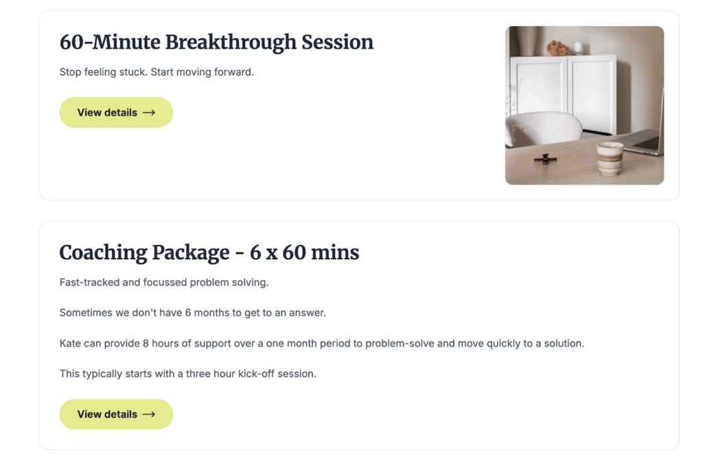 Kate Rosser’s packages