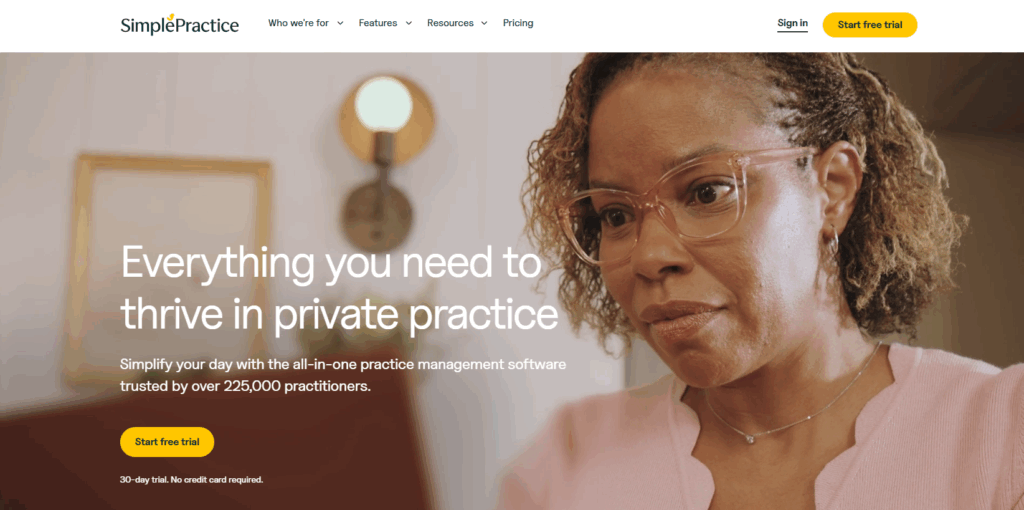 simplepractice alternatives main website